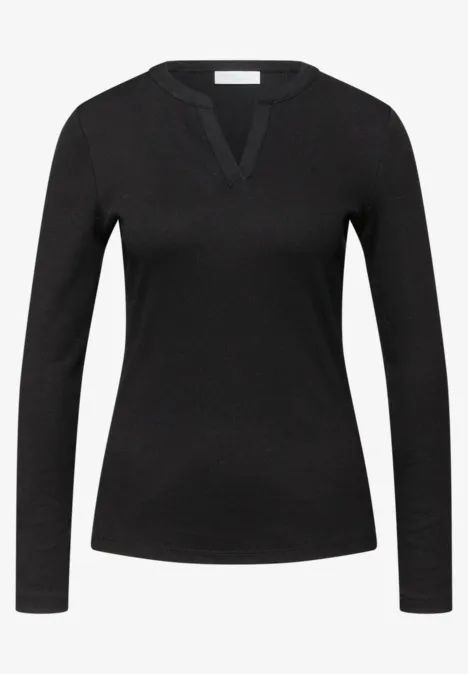 Rippstrukturshirt Black