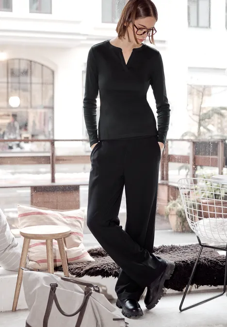 Rippstrukturshirt Black