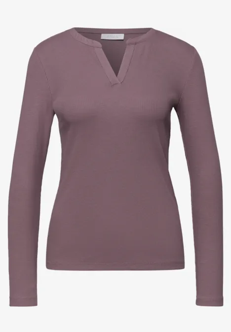 Geribd shirt met structuur hazy rose