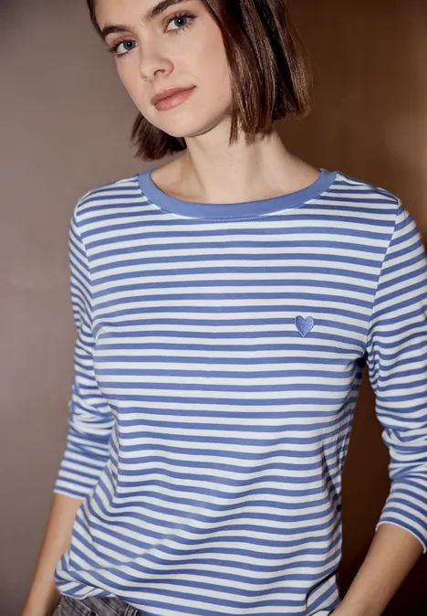Shirt mit Embroidery blue echo