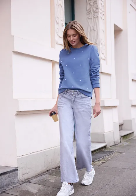 T-shirt avec broderie en forme de cœur blue echo