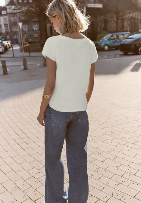 Basic shirt met boothals off white