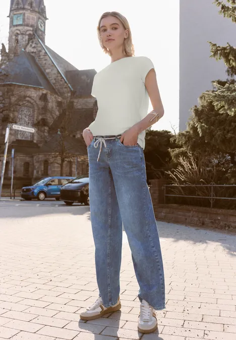 Basic shirt met boothals off white