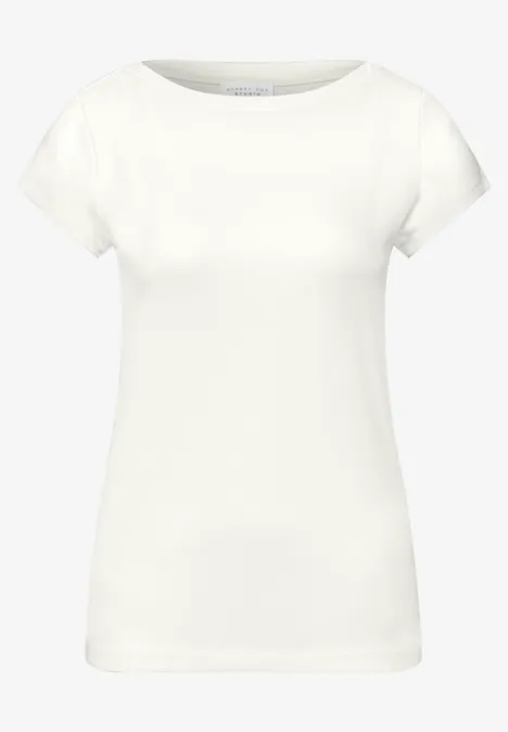 Basic shirt met boothals off white