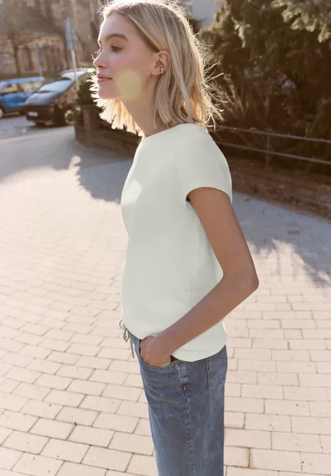 Basic shirt met boothals off white