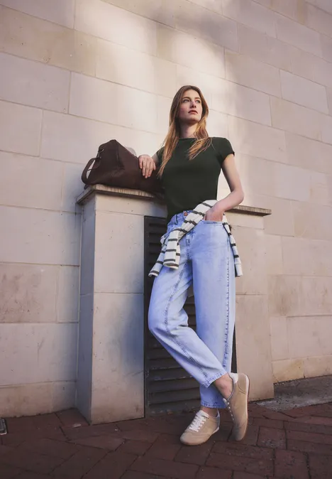 Basic shirt met boothals oil green