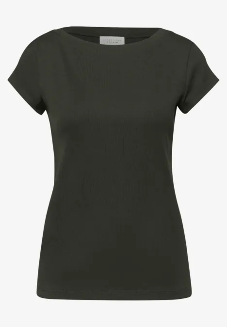 Basic shirt met boothals oil green