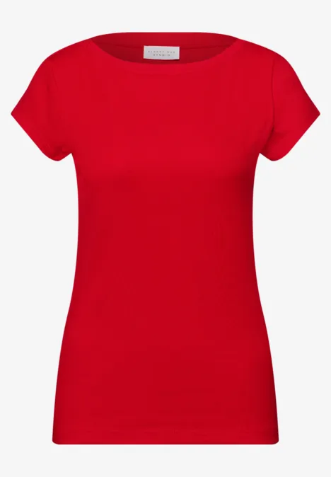 Basic Shirt mit U-Boot-Ausschnitt torch red Basic Shirt mit U-Boot-Ausschnitt torch red