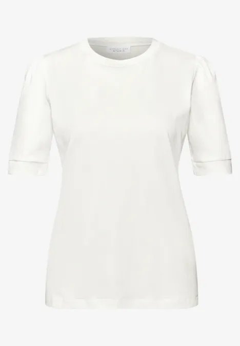 T-Shirt mit Rundhals und Puffärmeln off white T-Shirt mit Rundhals und Puffärmeln off white