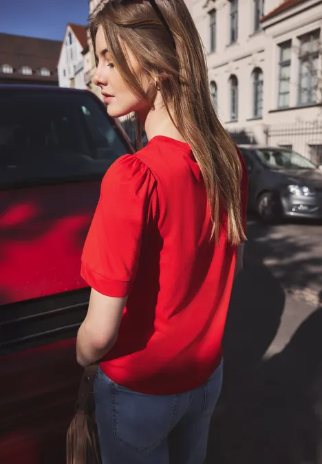 T-Shirt mit Rundhals und Puffärmeln torch red T-Shirt mit Rundhals und Puffärmeln torch red