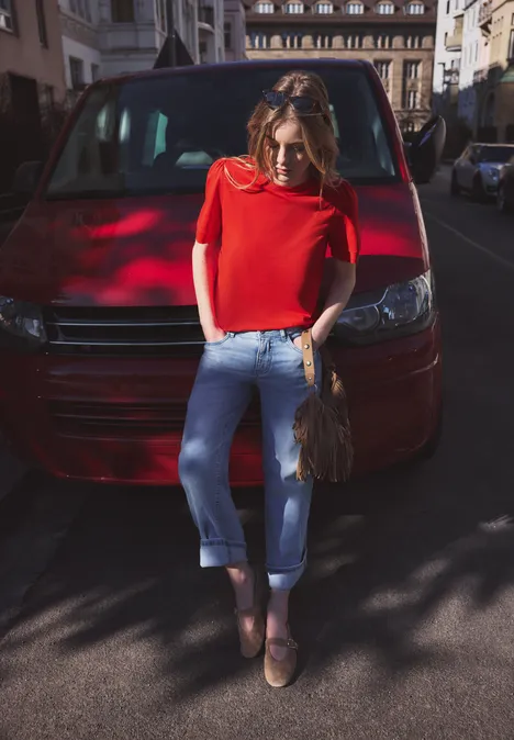 T-Shirt mit Rundhals und Puffärmeln torch red T-Shirt mit Rundhals und Puffärmeln torch red