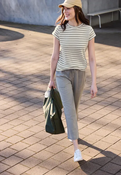 Koszulka z krótkim rękawem ze strukturą Lichen Green