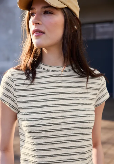 Koszulka z krótkim rękawem ze strukturą Lichen Green