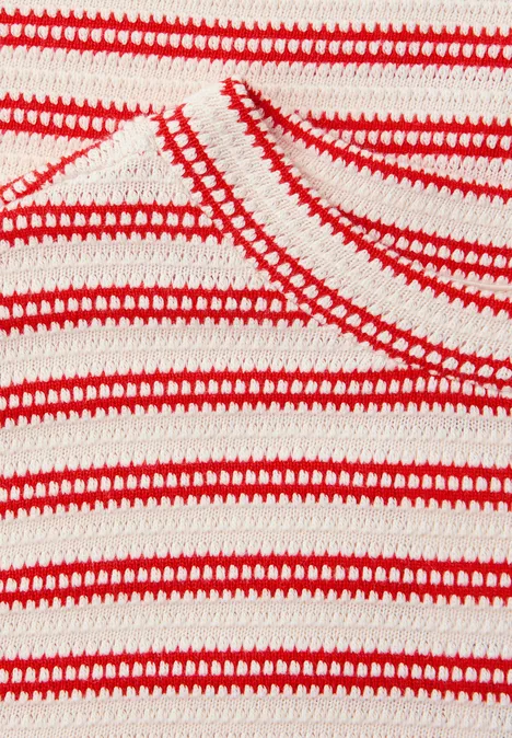 Kurzarm T-Shirt mit Struktur torch red