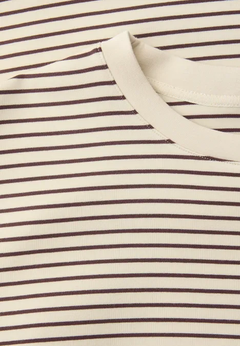 Fein gestreiftes Scuba T-Shirt mahogany brown