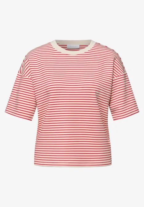 Fein gestreiftes Scuba T-Shirt torch red Fein gestreiftes Scuba T-Shirt torch red