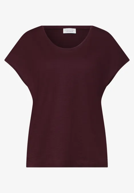 Dropped Shoulder Shirt mit V-Neck very berry
