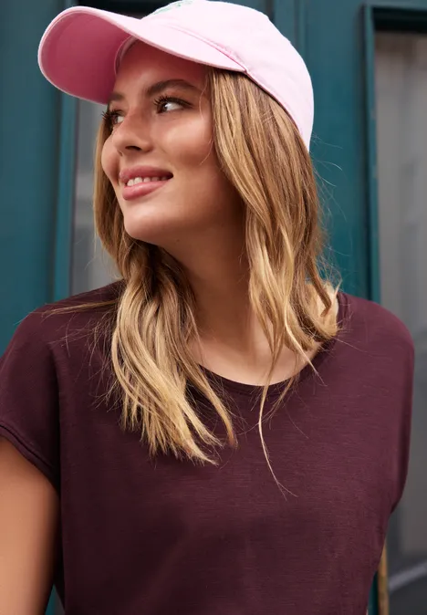 Dropped Shoulder Shirt mit V-Neck very berry