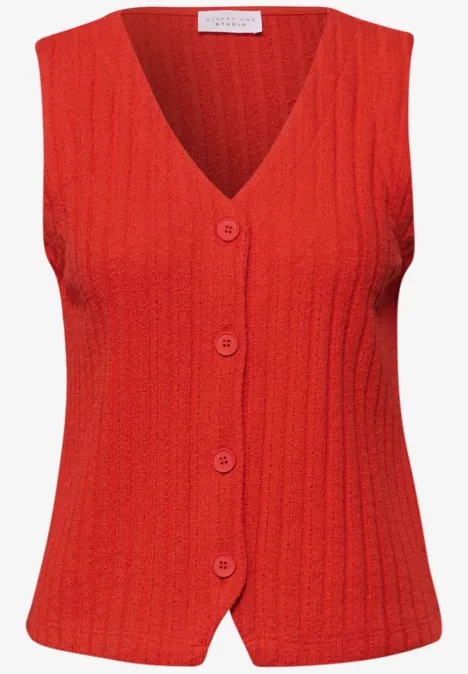 Vest met V-hals en knoopsluiting torch red