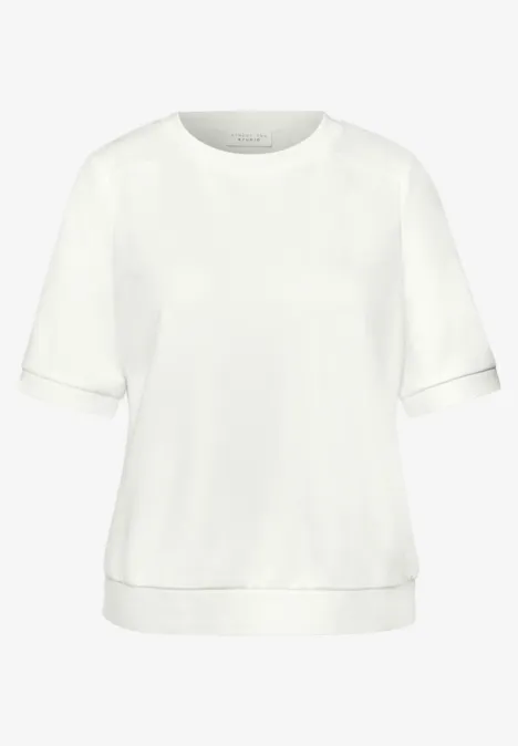 Basic Shirt met korte mouwen en ronde hals off white