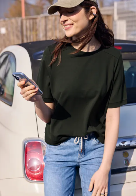 Koszulka Basic z krótkim rękawem i okrągłym dekoltem oil green