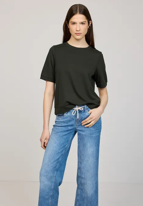 Koszulka Basic z krótkim rękawem i okrągłym dekoltem oil green
