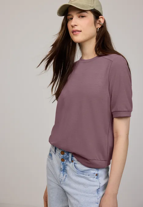 Koszulka Basic z krótkim rękawem i okrągłym dekoltem hazy rose