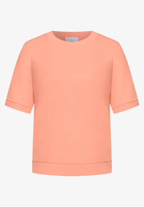 Basic Shirt met korte mouwen en ronde hals soft tangurine