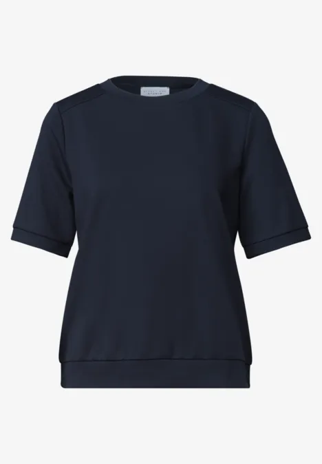 Basic T-Shirt mit Kurzarm und Rundhals maritime blue Dunkelblaues kurzärmeliges Sweatshirt mit Rundhalsausschnitt
