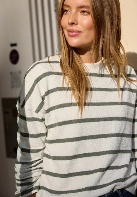 T-shirt à manches longues et col rond Loose Fit Lichen Green