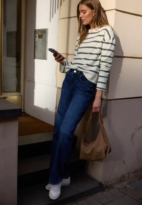 T-shirt à manches longues et col rond Loose Fit Lichen Green