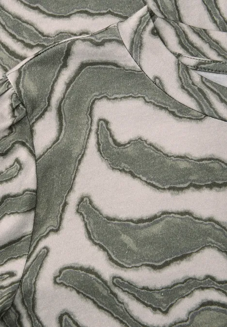 T-Shirt mit Rundhals und Puffärmeln Lichen Green