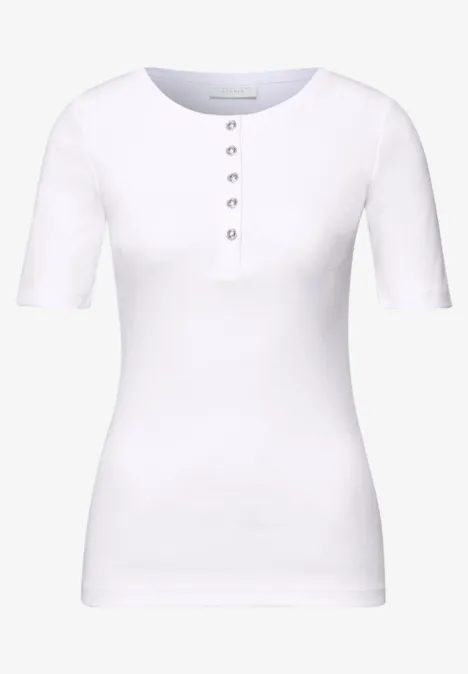 Basic T-Shirt in Rippstruktur White