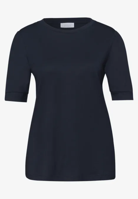 Shirt met ronde hals en pofmouwen deep blue