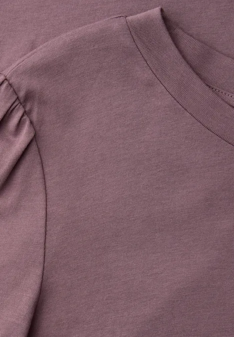 Koszulka z okrągłym dekoltem i bufiastymi rękawami hazy rose