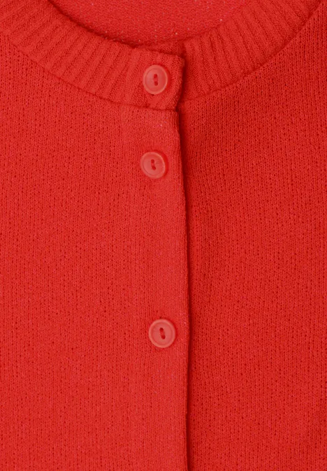 Kurzarm Jacke im Strick-Look mit Knöpfen chili red