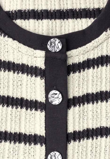 Weste mit Rundhals und Streifen off white Weste mit Rundhals und Streifen off white