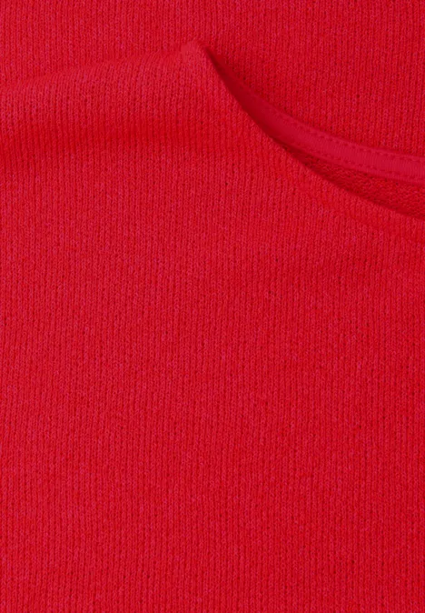 T-shirt à col rond et fronces chili red