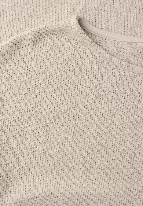 T-shirt à col rond et fronces stone sand