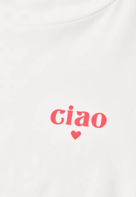 Basic T-Shirt mit Detailprint off white