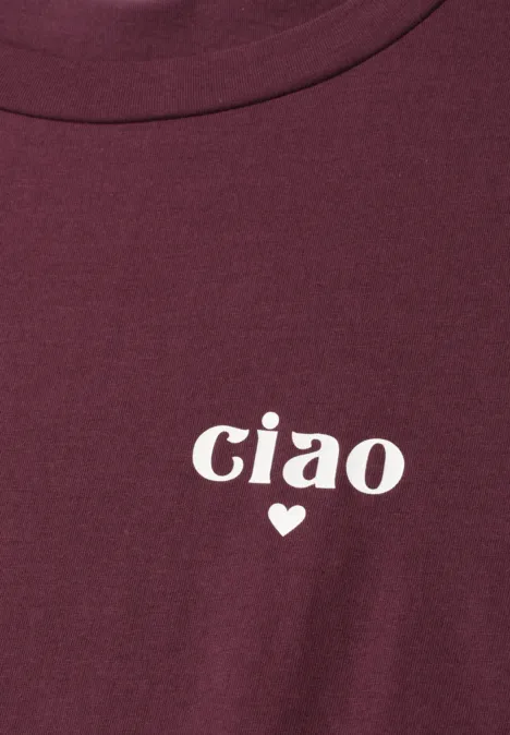 Basic T-Shirt mit Detailprint very berry