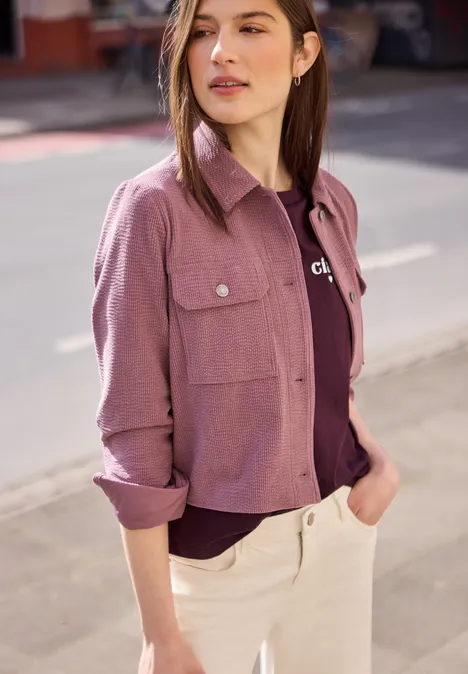 Basic T-Shirt mit Detailprint very berry