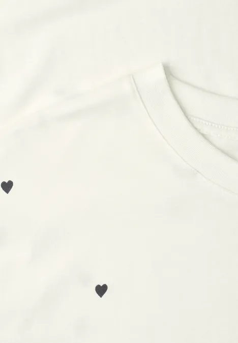 T-Shirt mit Rundhals und Herzprint off white T-Shirt mit Rundhals und Herzprint off white