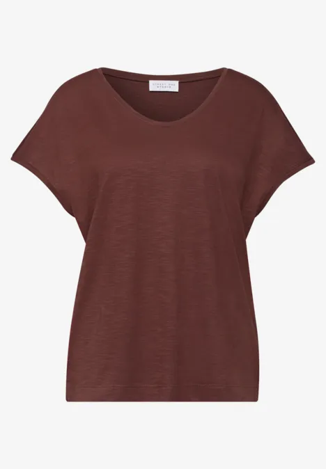 Chemise dropped shoulder en jersey mahogany brown