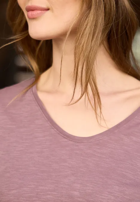 Shirt met hangende schouder in jersey hazy rose