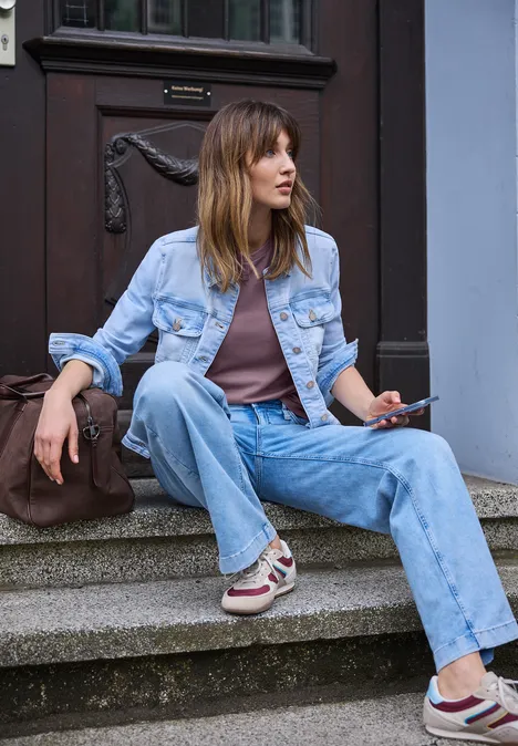 Basic T-Shirt mit Rundhals und Kurzarm hazy rose