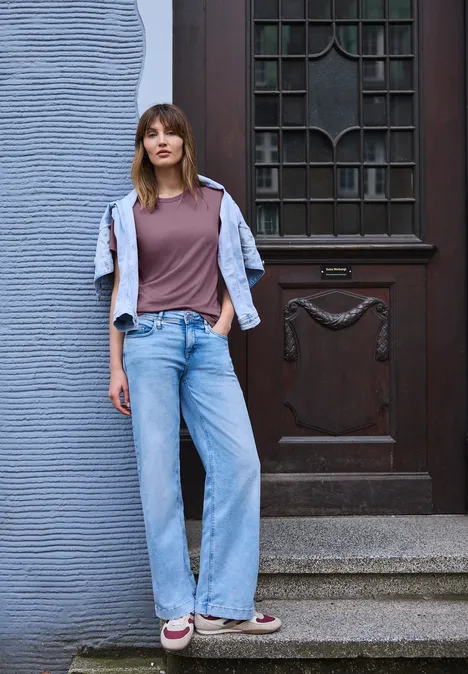 Basic T-Shirt mit Rundhals und Kurzarm hazy rose