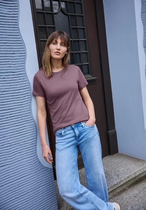 Basic T-Shirt mit Rundhals und Kurzarm hazy rose