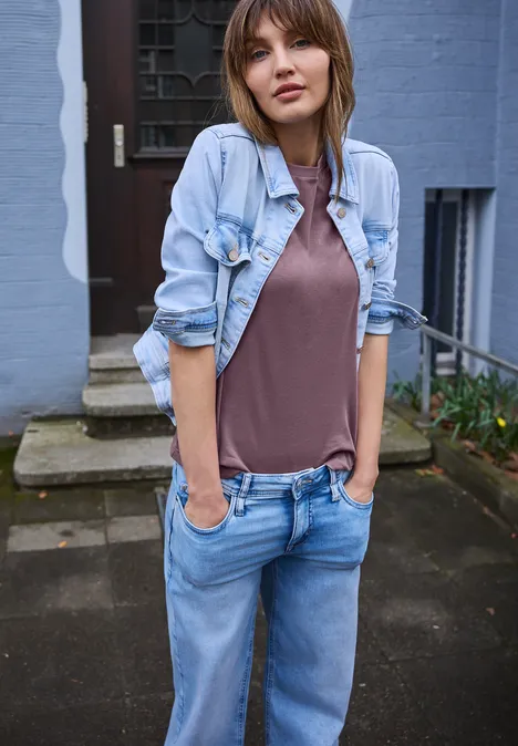 Basic T-Shirt mit Rundhals und Kurzarm hazy rose