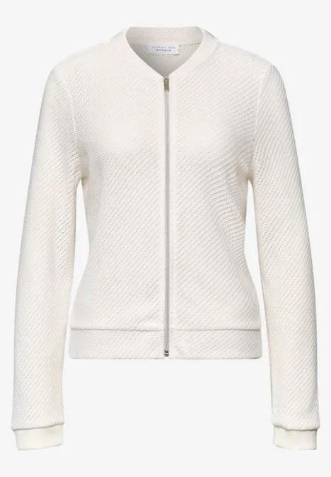 Langarm Jacke mit Strukturstreifen off white Langarm Jacke mit Strukturstreifen off white